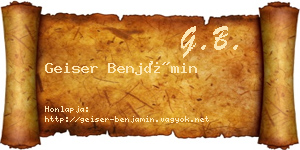 Geiser Benjámin névjegykártya